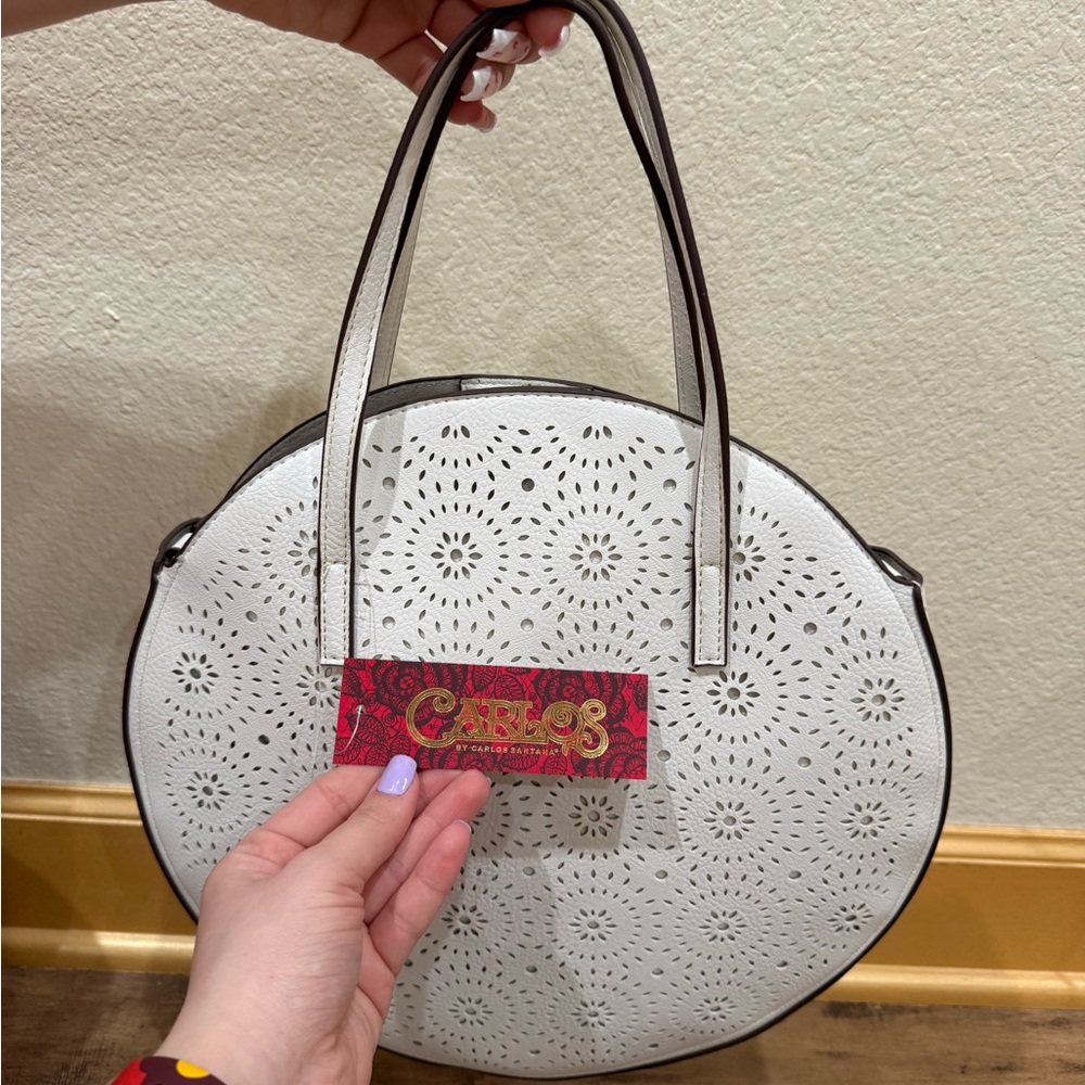 White Perforated Circle Tote Bag - Picture 2 of 2